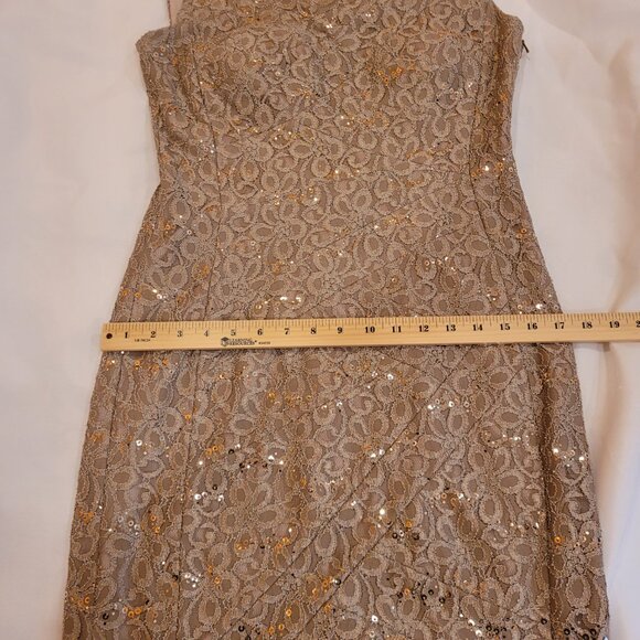 Jax Sequined Lace Illusion Cocktail Dress Champaigne Size 8 - Picture 14 of 16